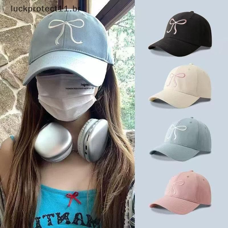 LTBR Doce Bowknot Beisebol Algodão Ajustável Snapback Chapéu Primavera Outono Bordado Boné Feminino Ao Ar Livre Casual D