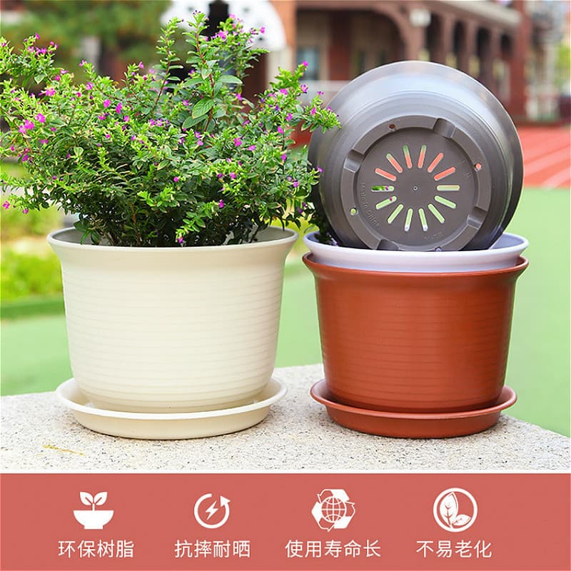 Novo vaso de flores de plástico Extra grande imitação de vaso de cerâmica planta verde jardinagem resina vaso de flores