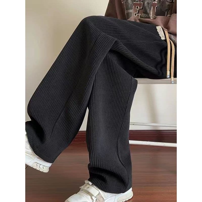 Calças de veludo masculinas outono inverno forro de lã Street Wear estilo americano Drape em linha reta solta calças de