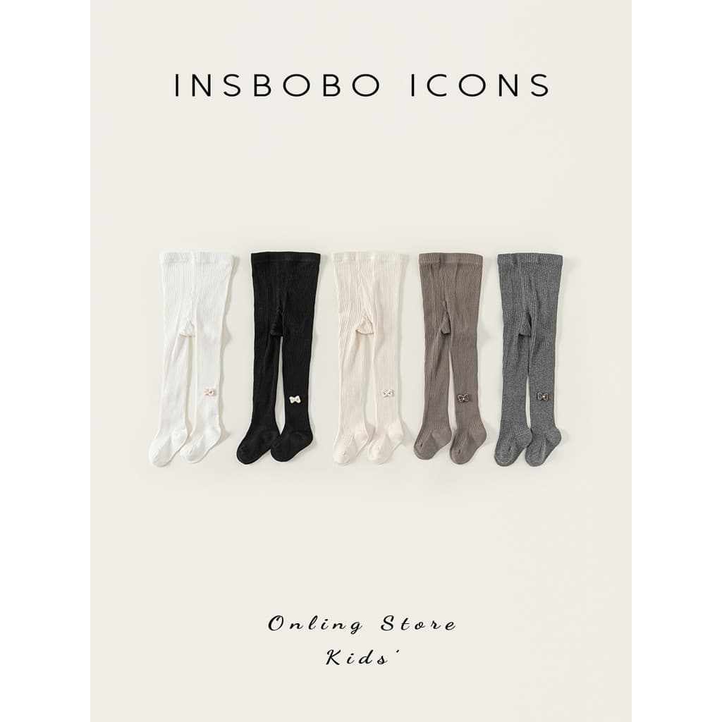 INSbobo meninas meias 2026 primavera novo estilo meia-calça infantil primavera outono bebê cor sólida Bowknot meias infa