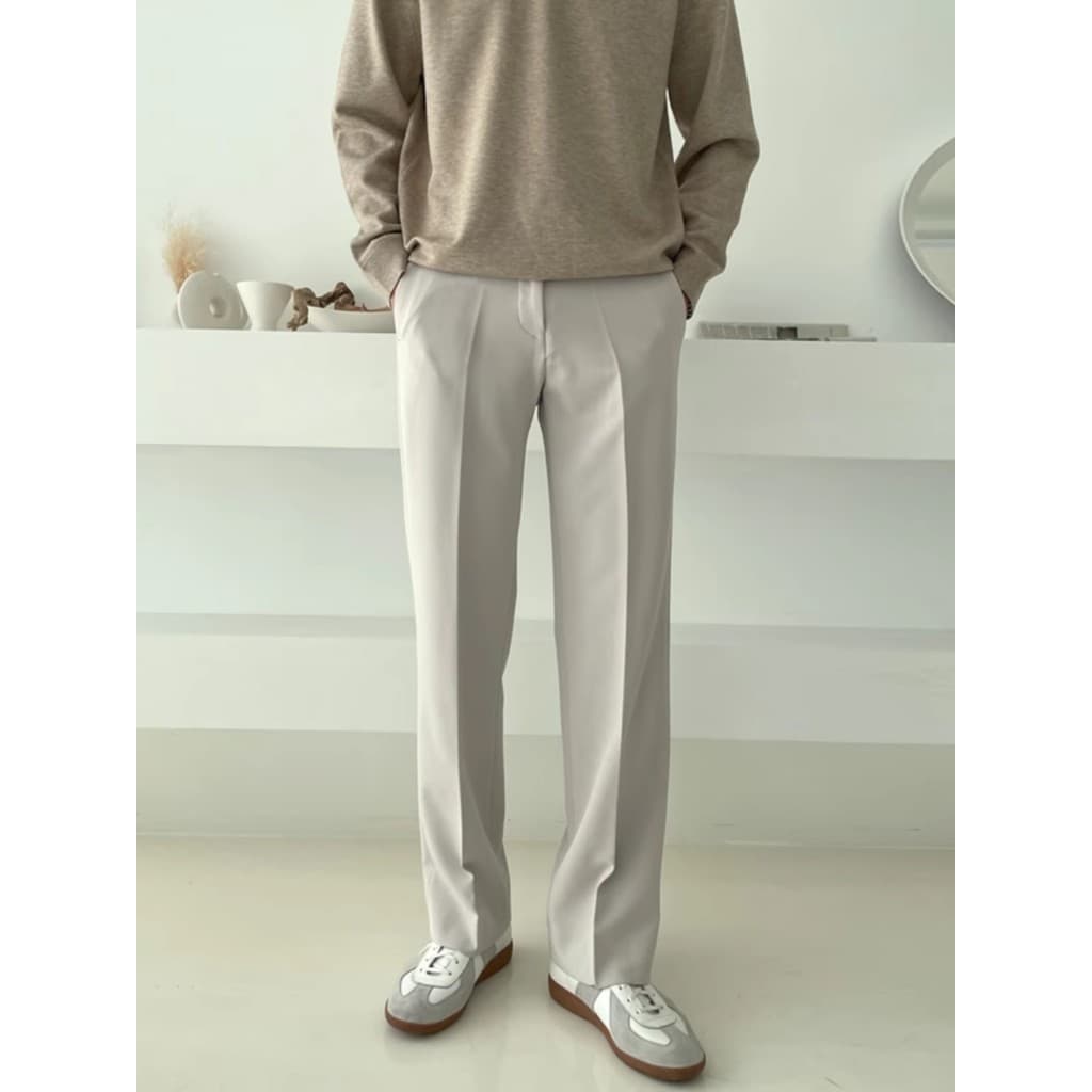 Novas calças drapeadas masculinas retas soltas versão coreana na moda All-Match calças casuais cor sólida Drape olhar ca