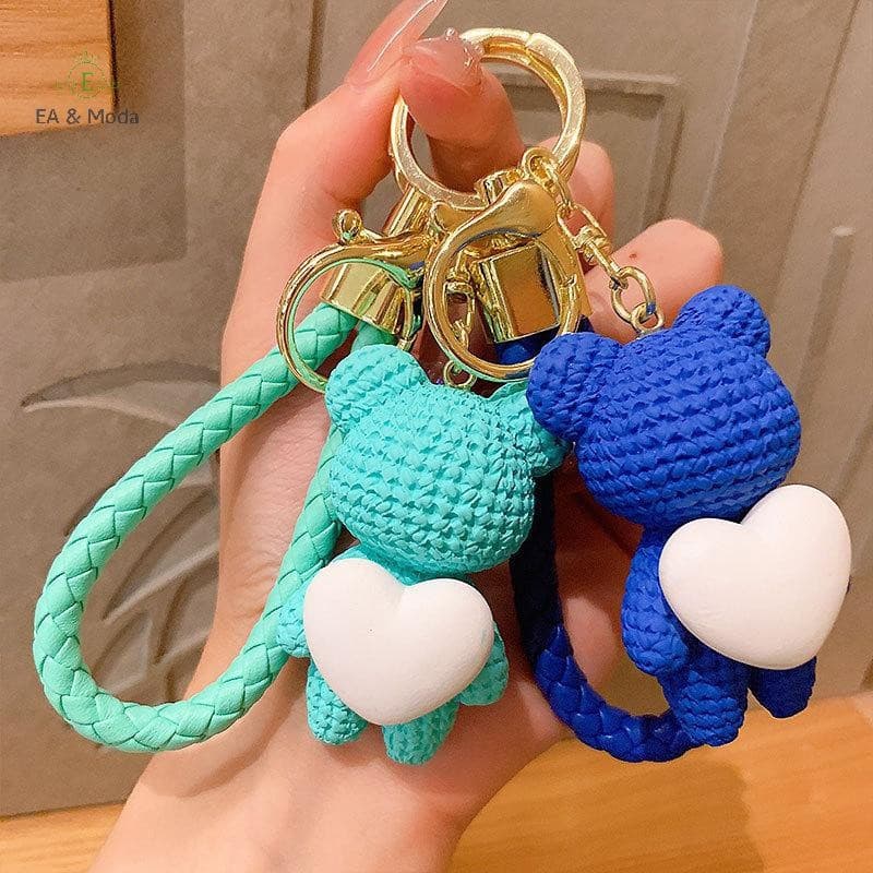 EA & Moda Adorável Urso Chaveiro Dos Desenhos Animados Amor Casal Pingente Mochila Decoração Acessórios Presentes .