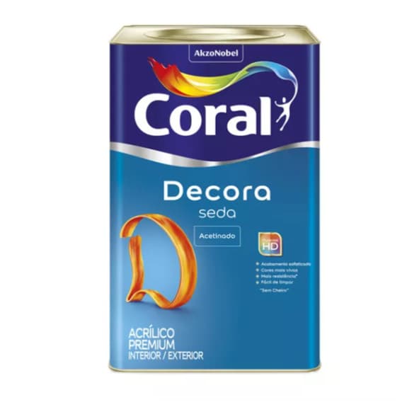 Tinta Acrílica Decora Seda Premium Acetinado Branco Coral Alta Cobertura Sem Cheiro Acabamento Premium 18l