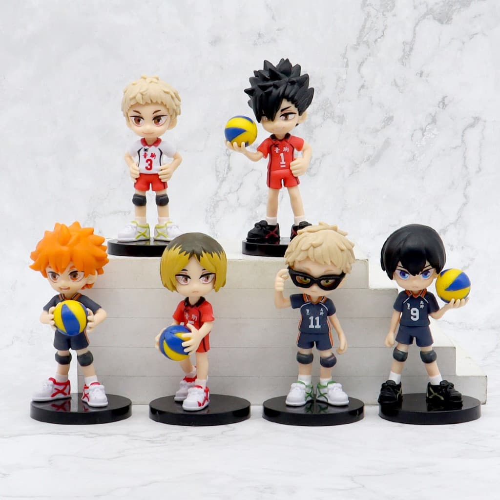 6 Peças/Conjunto 10cm Haikyuu ! Anime Figura Hinata Shoyo Tobio Kageyama Kozume Kenma Kuroo Tetsurou Q Versão Voleibol P