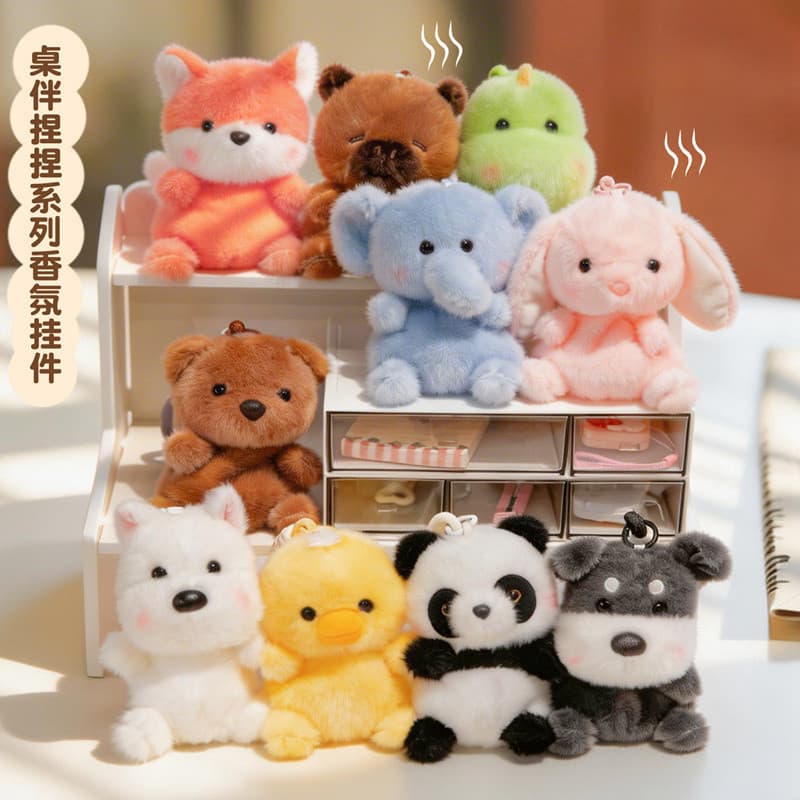 Rytanda Mesa Dinossauro Panda Rinoceronte Husky Golden Retriever Gato Pingente De Pelúcia Bonito Simulação Animal Chavei