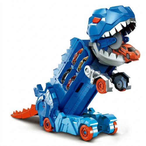 Caminhão Dinossauro Pista Com Carrinhos Maleta Transporte
