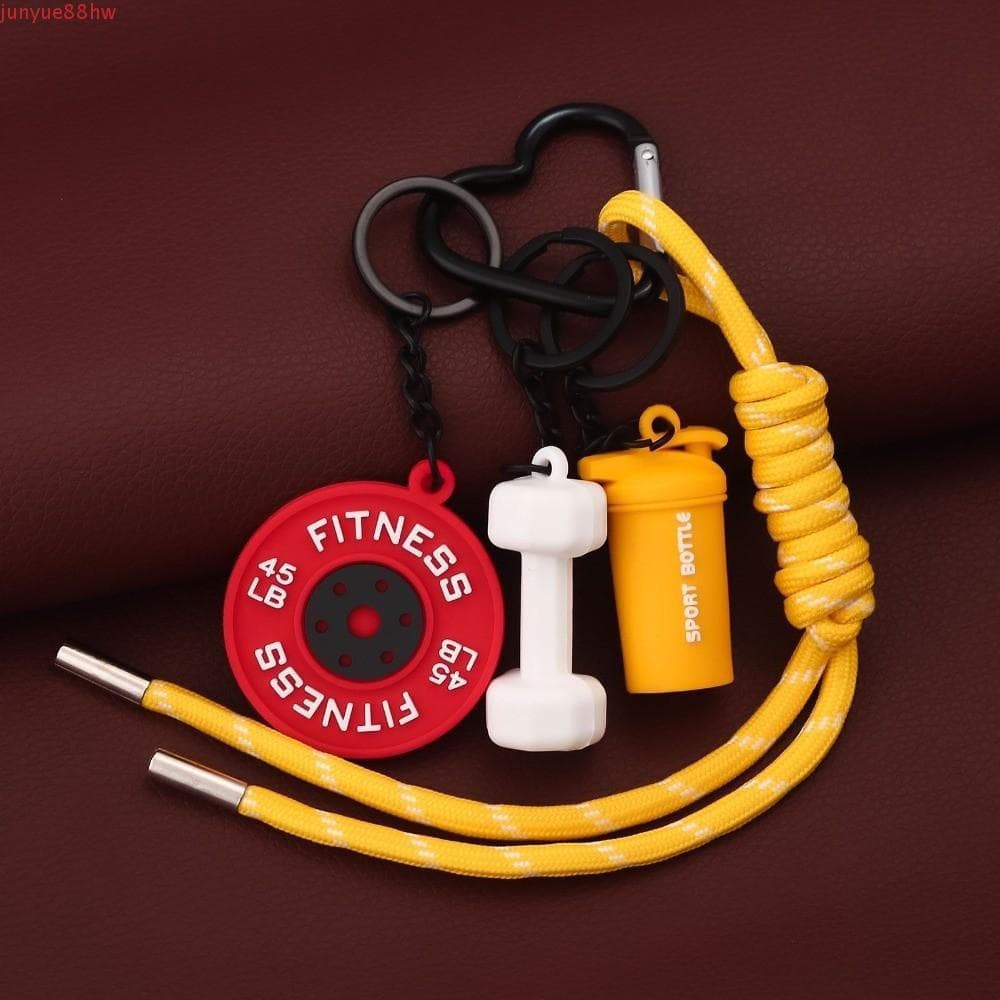 JUNYUE Chaveiro De Placas De Barra , Halteres De Simulação De Sinos De Chaleira Com Fivela De Coração , Pingente De Bols