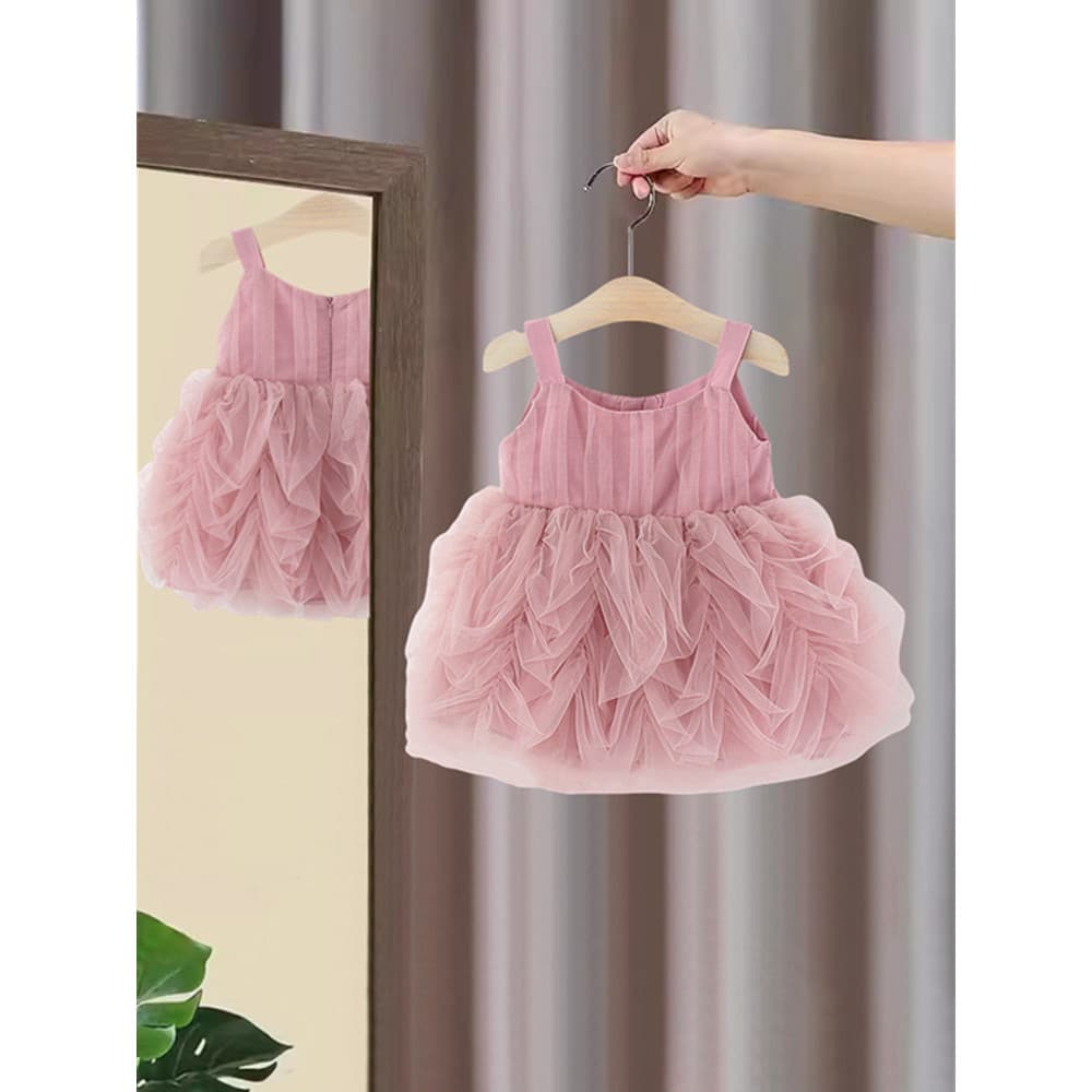 Feminino bebê vestido de verão moda Suspender saia 2026 novo estilo bebê moda gaze vestido de princesa um ano de idade d