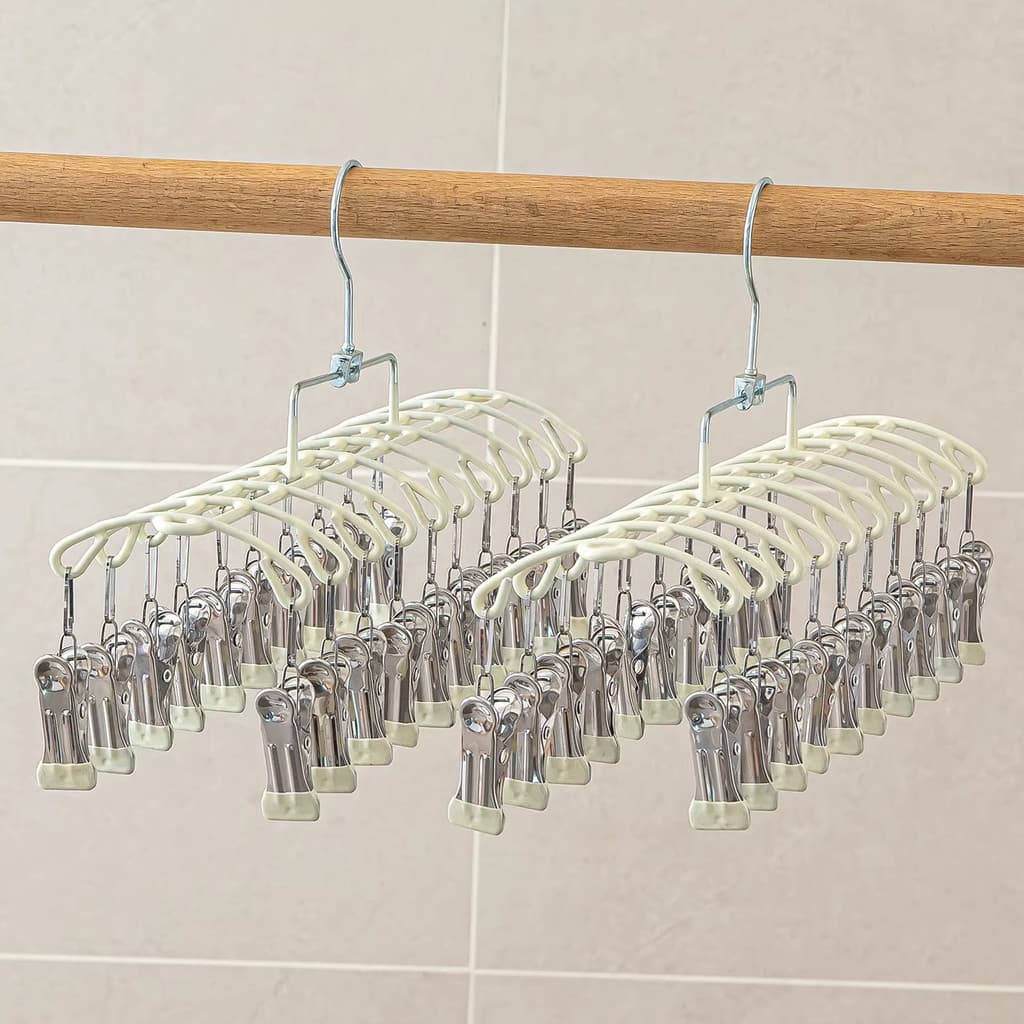 Novas meias Rack de secagem doméstico aço inoxidável Multi-clipe secagem roupa interior ferramenta útil cabide à prova d