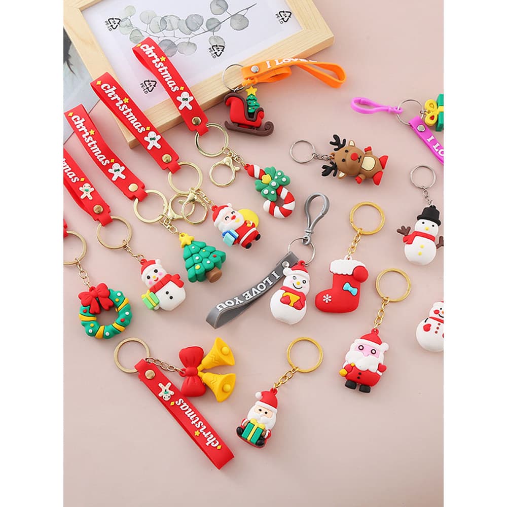 Chave de natal pingente novo produto papai noel chaveiro boneca pingente saco escolar chave do carro pingente de natal