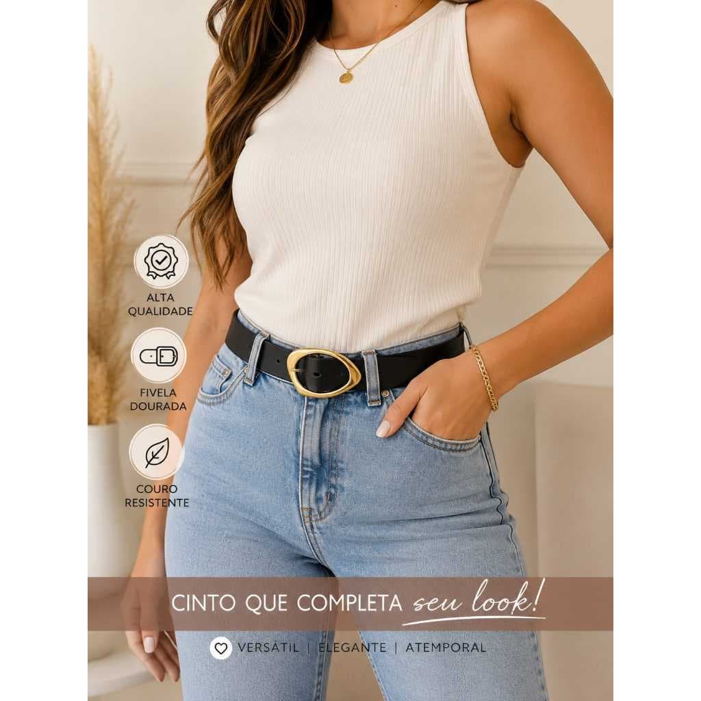 Cinto Feminino largo Fivela Dourada | Elegante, Ajustável moda blogueira