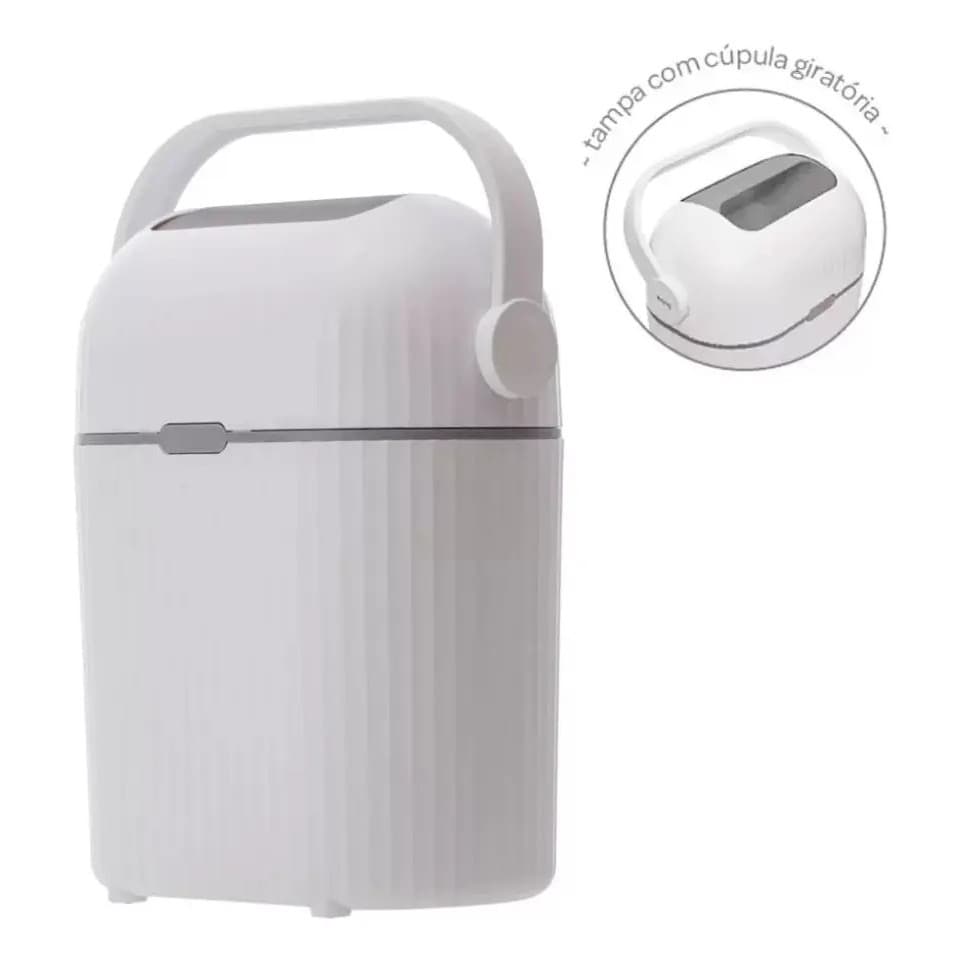 Lixeira Mágica Antiodor Para Descarte De Fralda Branco Buba