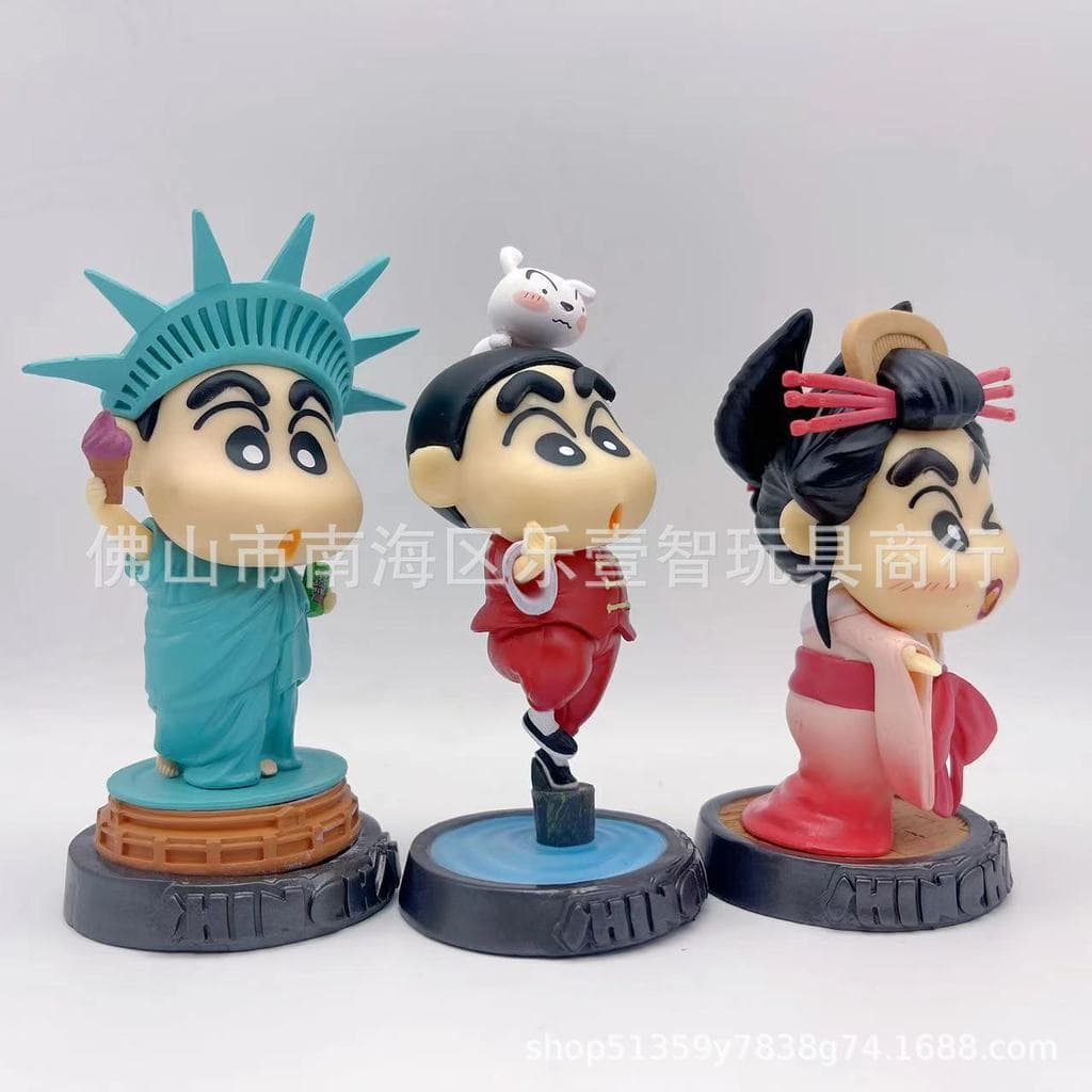Figurinha Trendy Q-version Crayon Shin-chan: Jornada Global - Estátua da Liberdade, Modelo de Geisha em Traje Tang Kung