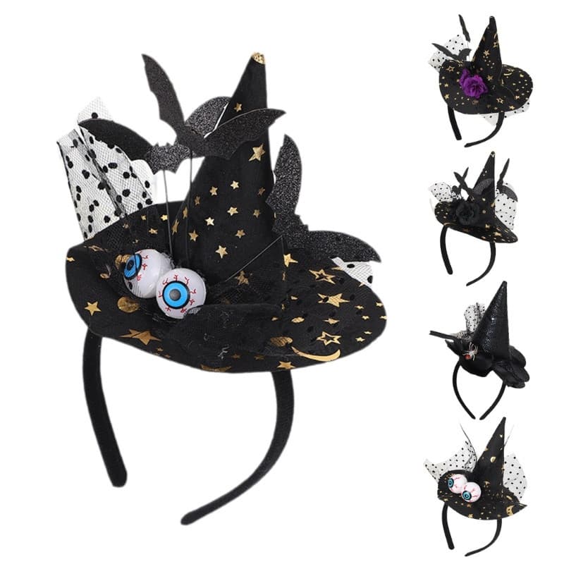 Estone Halloween Bandana Wearable Bruxa Boné Headpiece Cosplay Traje Assustador Hairband Para Adultos Crianças Festival