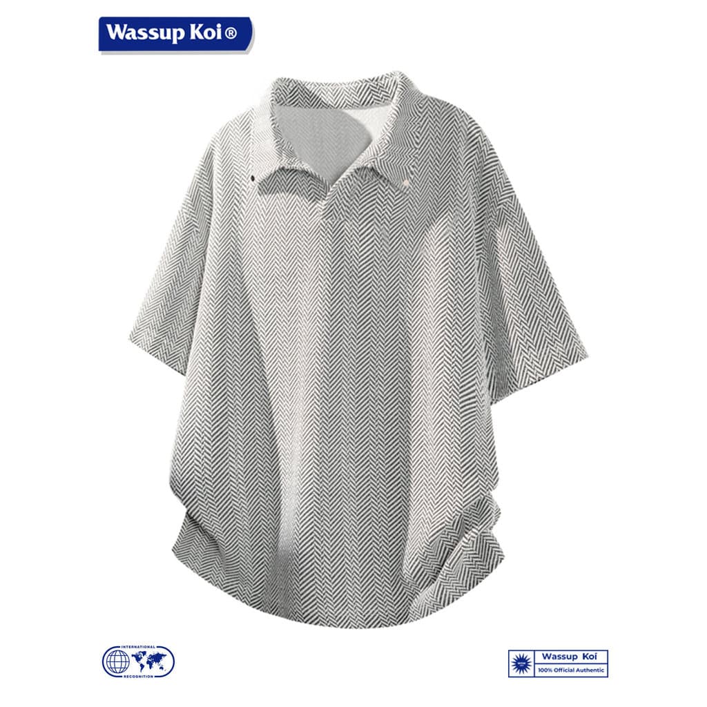 WASSUP KOI American Crow's Bone Pattern Polo Shirt Manga Curta Homens Verão Camiseta Pesada Lapela Solta Ruffian Bonito