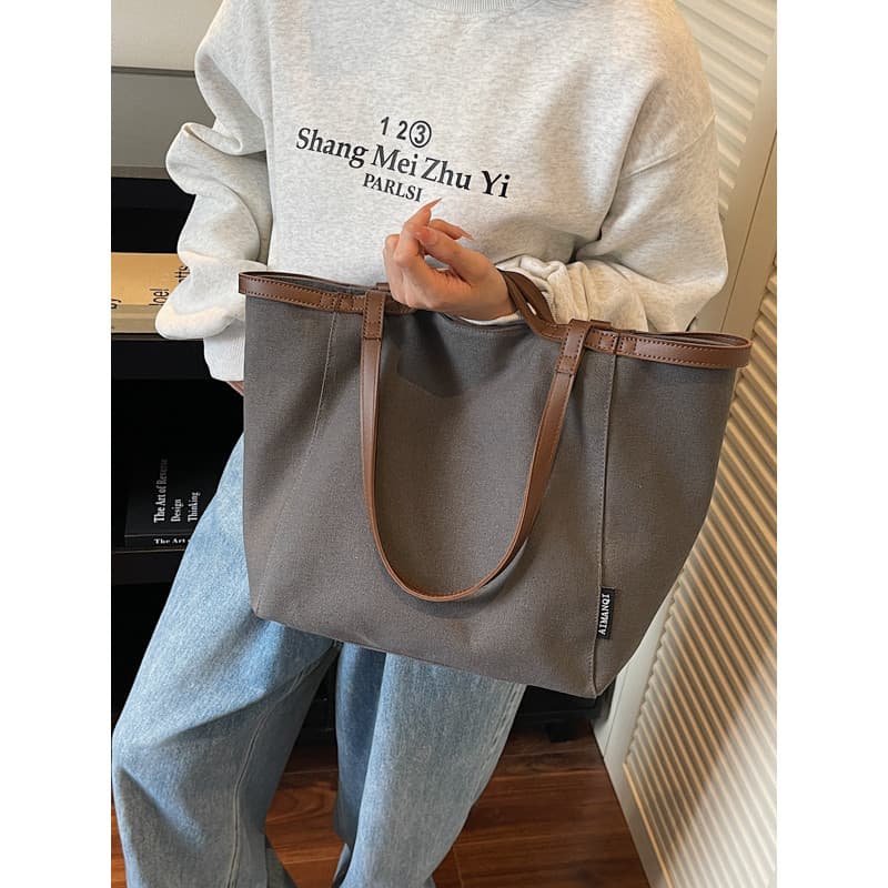 Bolsa de lona grande capacidade Multi-compartimento bolsa de ombro feminina compras Commuter classe multifuncional senho