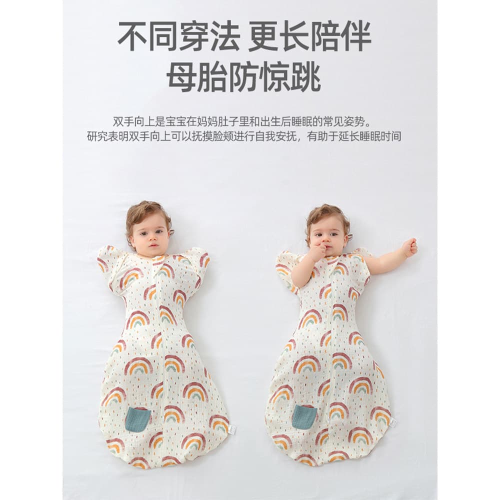 Saco de dormir para bebês, gaze de algodão puro, estilo render para bebês recém-nascidos, Anti-choque, primavera verão,
