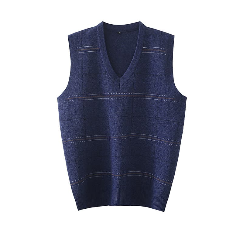 Novo produto primavera outono colete quadrado masculino Casual pai usar pulôver com decote em V misturado camisola colet
