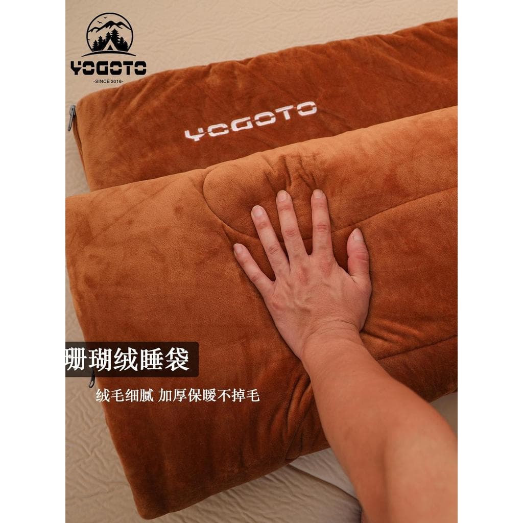 YOGOTO Saco de dormir de lã Coral para acampamento ao ar livre Saco de dormir adulto de lã engrossado único saco de dorm