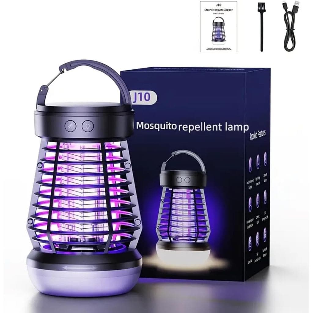Lanterna Anti-Insetos 3 em 1 Aprimorada com Rede de 2000V – Luz de Camping Portátil Recarregável com Brilho Ajustável e