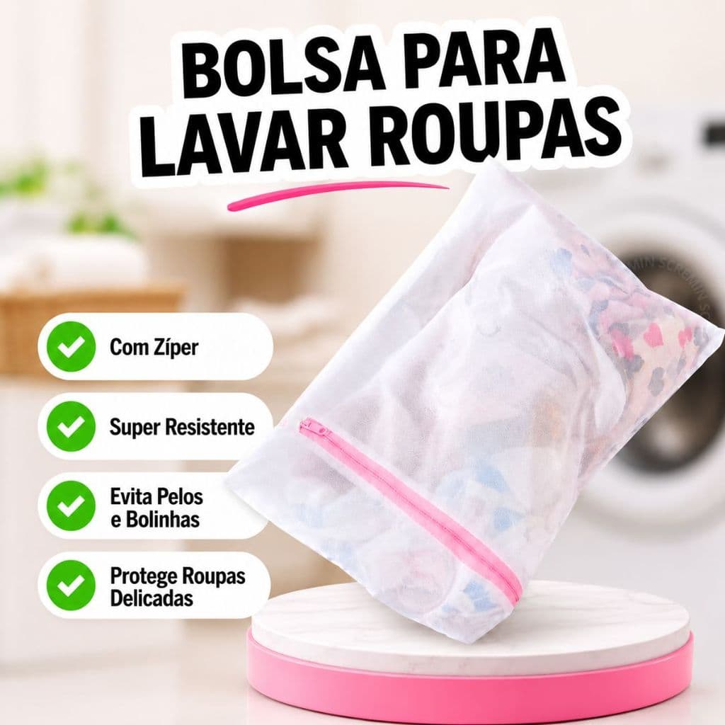 Bolsa para Lavar Roupas com Zíper - Proteção para Roupas Delicadas