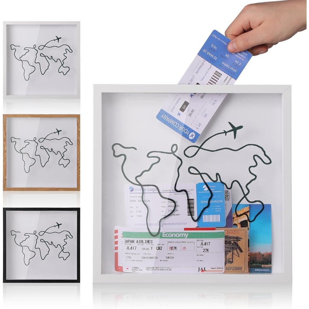 Caixa de Memórias para Viagens e Aventuras, Caixa de Recordações com Abertura Superior para Bilhetes de Concerto e Viage