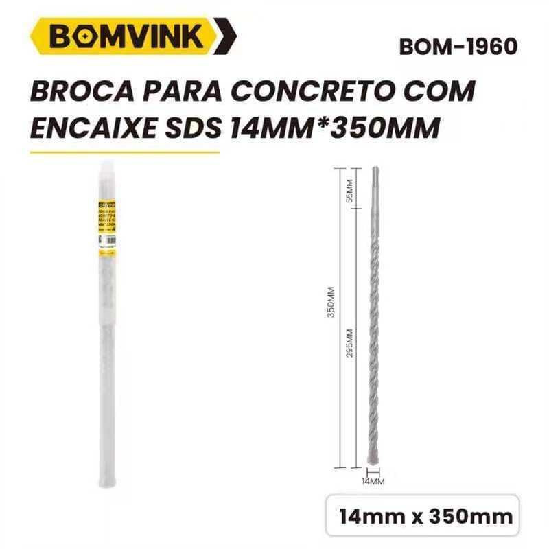 Broca para Concreto 14mm x 350mm Kit 3 5 ou 10 Unidades para Obras e Reformas