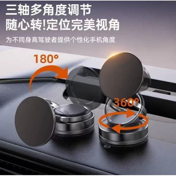 Suporte magnético de celular para carro com duplo anel e ventosa a vácuo para painel, universal para carros, suporte de