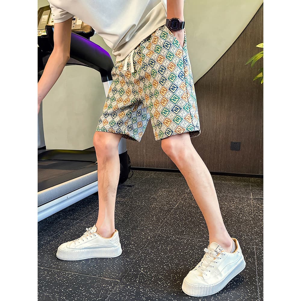 Design sentido xadrez contraste cor Shorts masculino verão Street Wear Puffian bonito calças casuais 2024 novo estilo ca