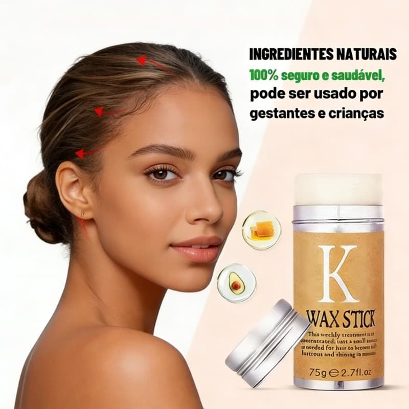 75g Hair Wax Stick Bastão de Cera Capilar – Modela, Hidrata, Elimina Frizz e Organiza Pontas Duplas Danificadas
