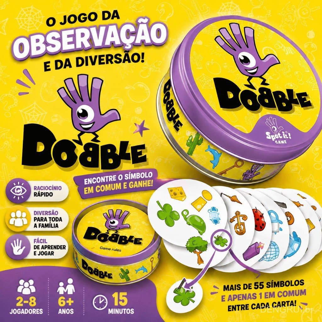 Jogo de cartas Dobble Spot It! Jogo 5 em 1 5LQ4