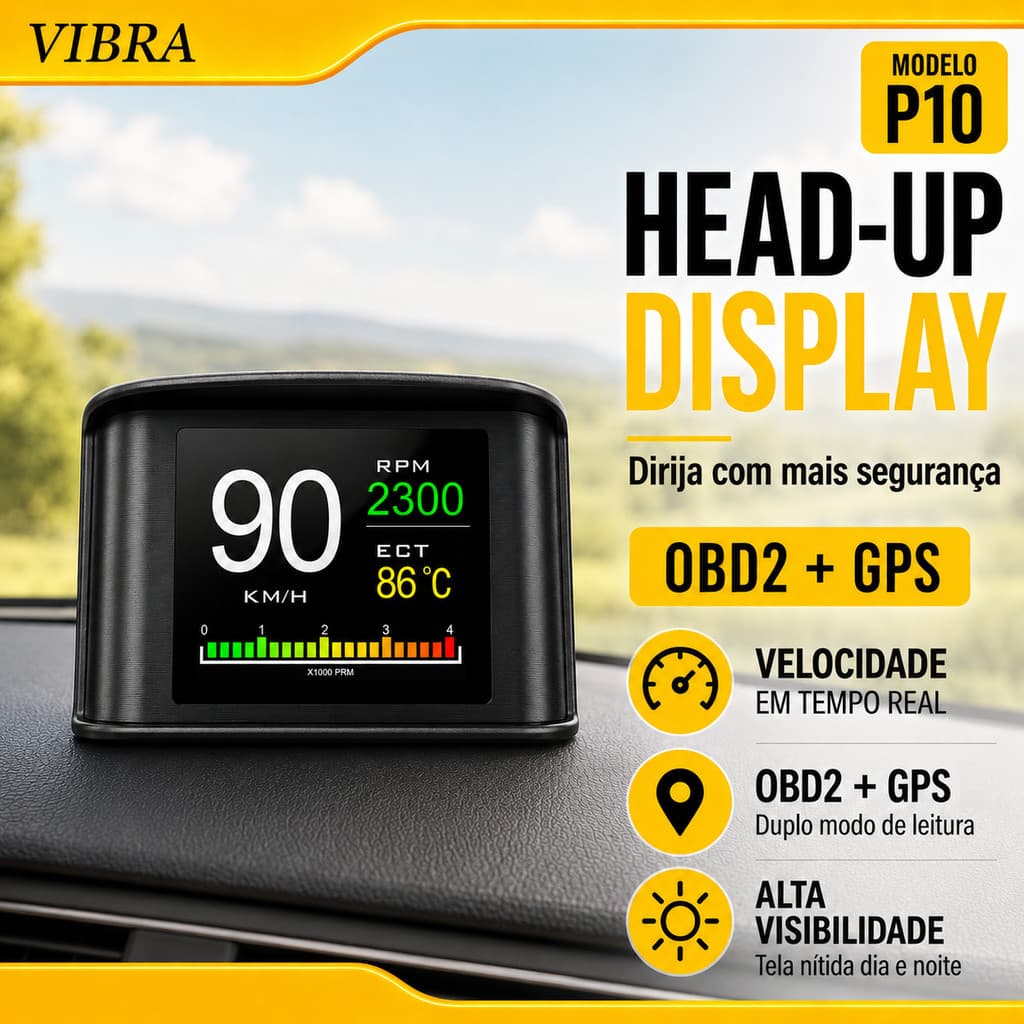 P10 (HUD)Head-Up Display With OBD2+GPS Connection And Color LCD Screen, Car Monitor, 9V-16V