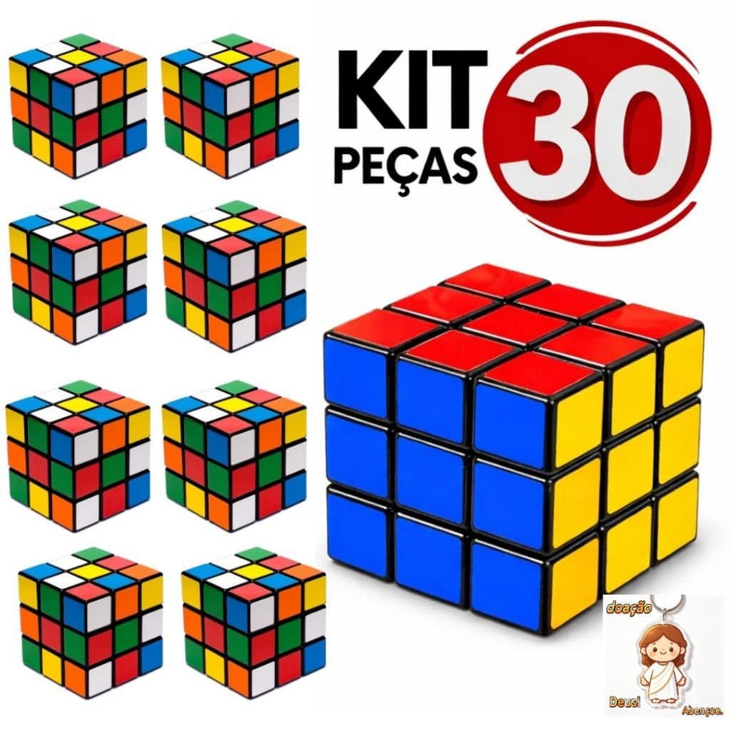 Kit 30 Cubo Mágico Clássico 5x5 cm Brinquedo Educativo para Crianças e Adultos