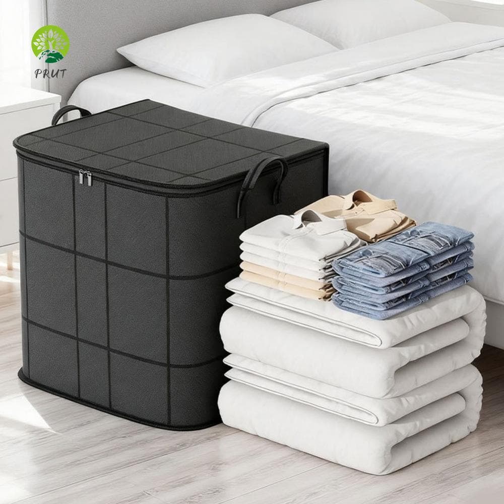 Armazenamento Impermeável Grosso Bolsa Para Colchas Roupas Viagem 50x40x50cm Não Tecido Cinza