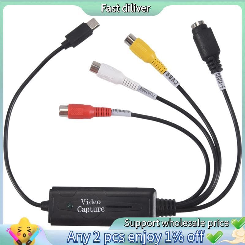 1 PCS AV Para USB C Conversor Adaptador De Placa De Captura De Vídeo NTSC PAL S/Composto