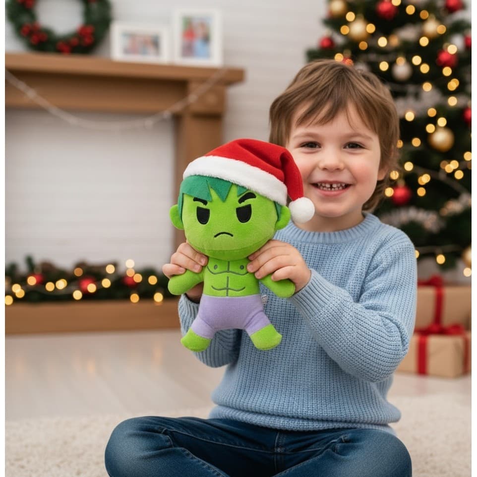 Brinquedo de Pelúcia Hulk Avengers com gorro de Natal