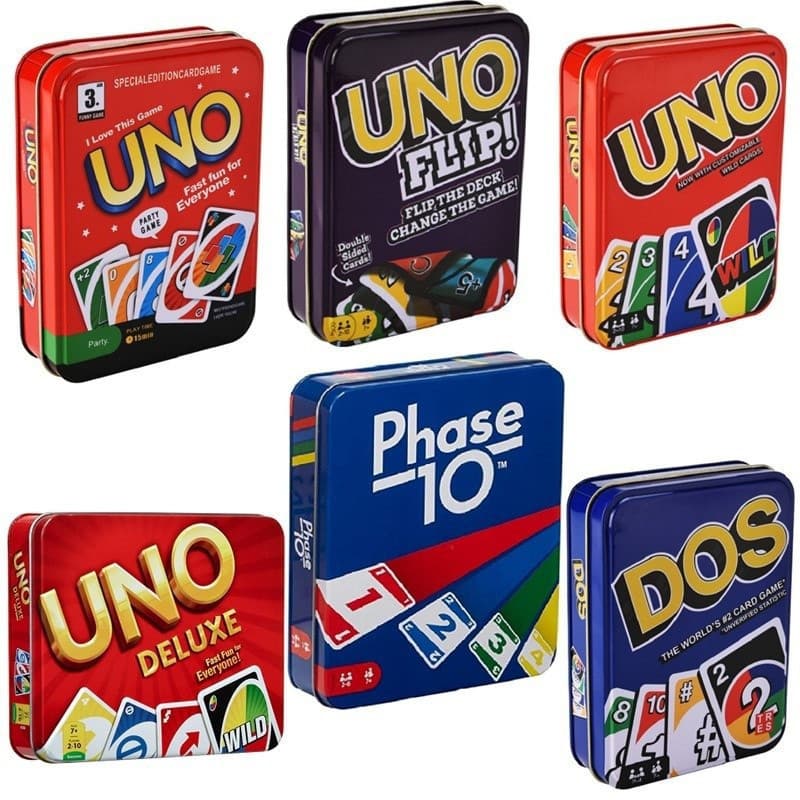 Jogo de Cartas Mattel Classic Party Uno Deluxe Edition em Caixa de Metal, Jogo de Tabuleiro Rápido e Divertido H770 7POC