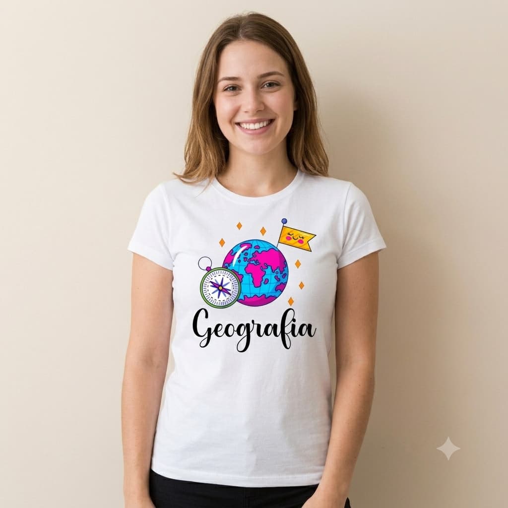 Camiseta Geografia Baby Look  Blusa Variados Tipos 05G2
