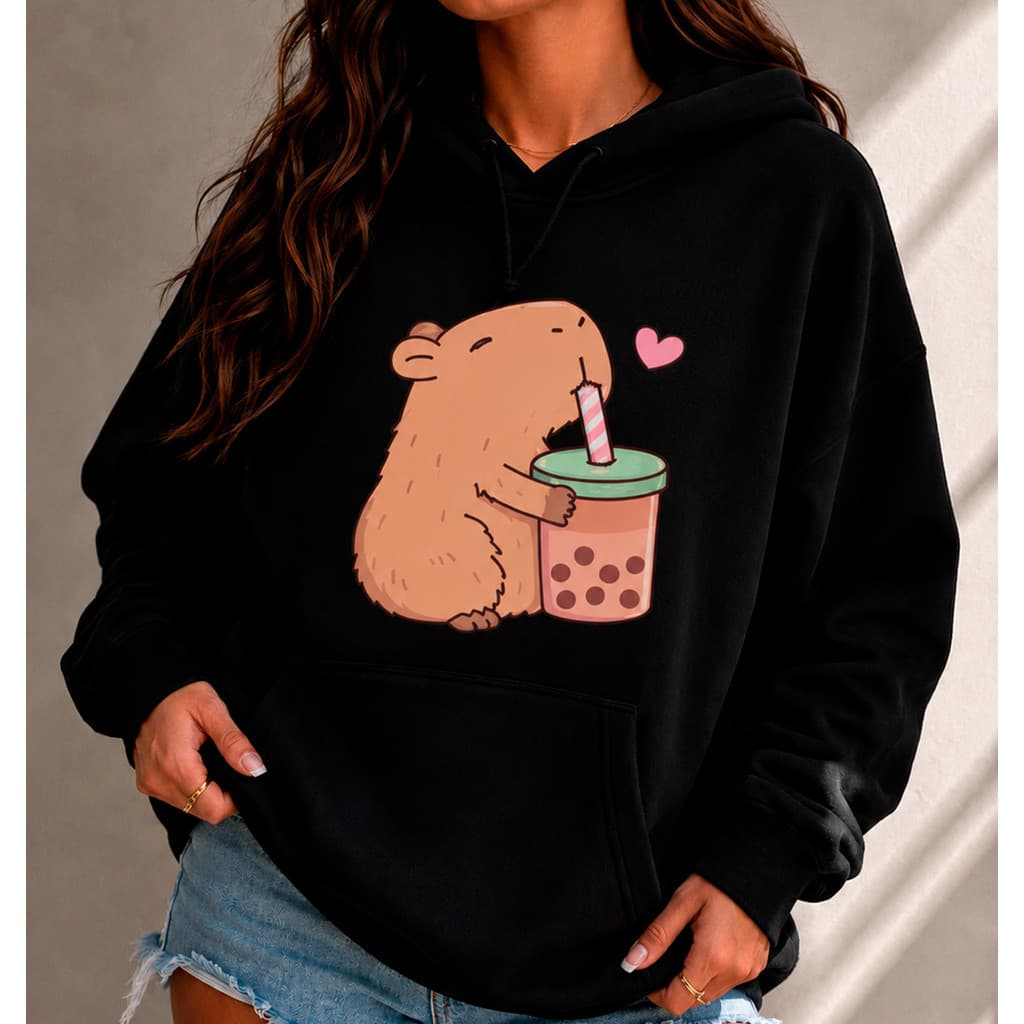Blusa de Frio Canguru Moletom Flaneado Capivara Milk Shake Feminino Liso Varias Cores Premium
