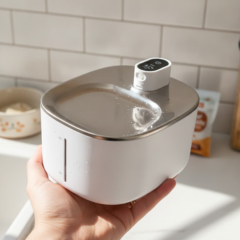 Bebedouro Automático Pet Sem Fio Aço Inox Branco Original para Cães e Gatos Anti Acne Felina Pr