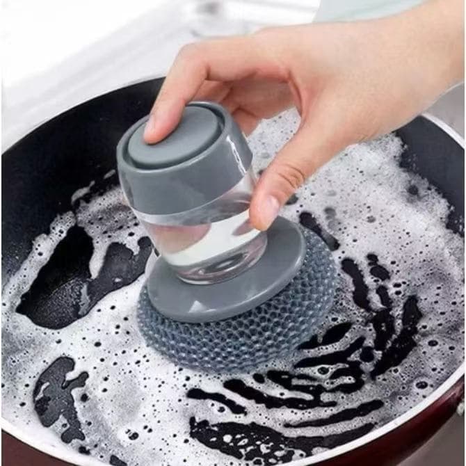 Escova de Aço para Cozinha com Dispenser de Sabão Integrado