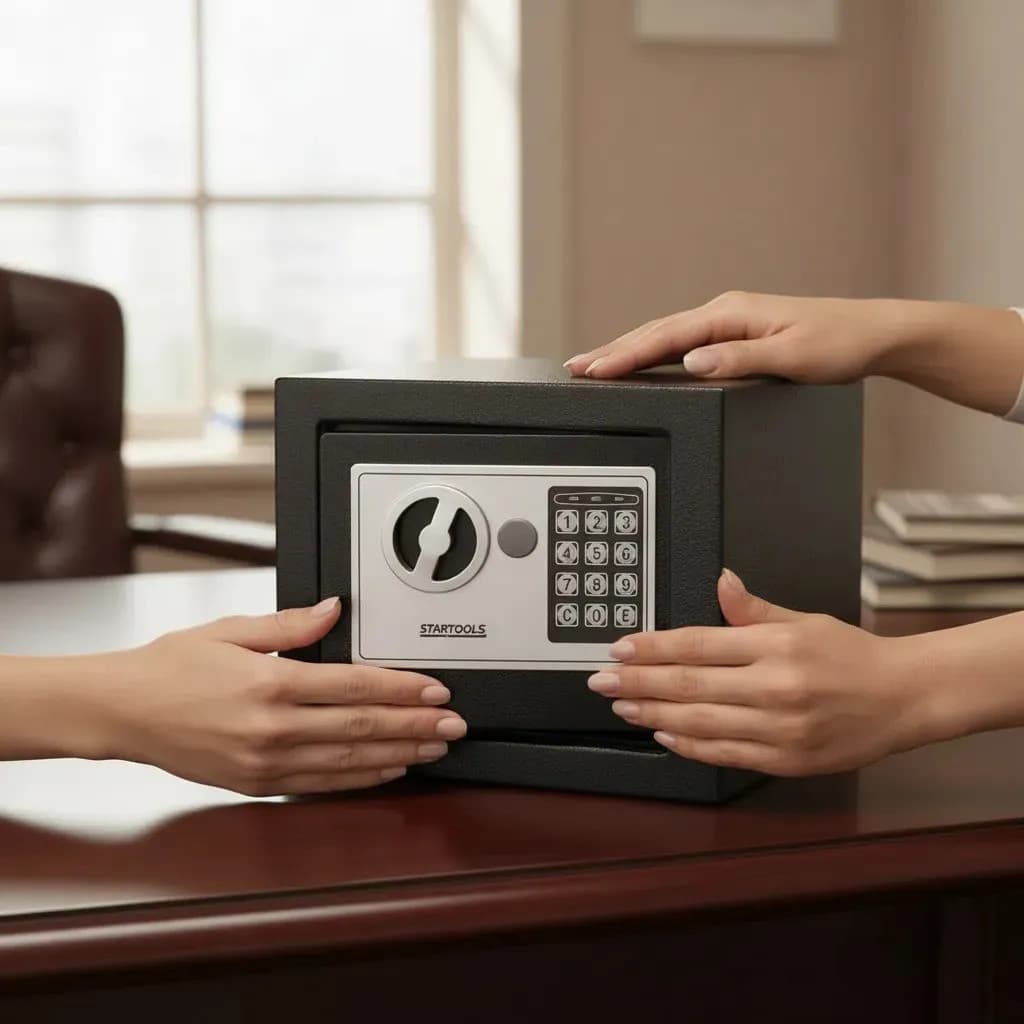 Cofre Digital Eletrônico com Teclado e Chave - Preta