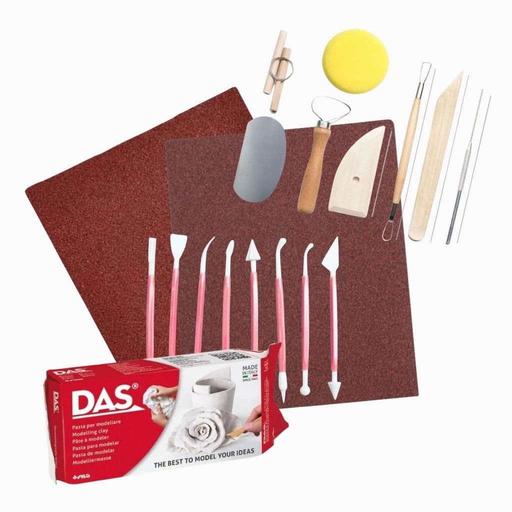 Kit Massa Cerâmica Fria DAS 500g + Ferramentas + Estecas + Lixas