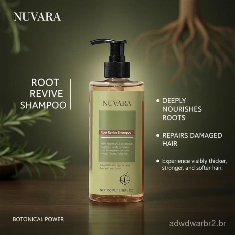 Shampoo NuvaraRootRevival, Hidrata Profundamente e Fortalece as Raízes do Cabelo, Shampoo Fortalecedor de Raízes à Base
