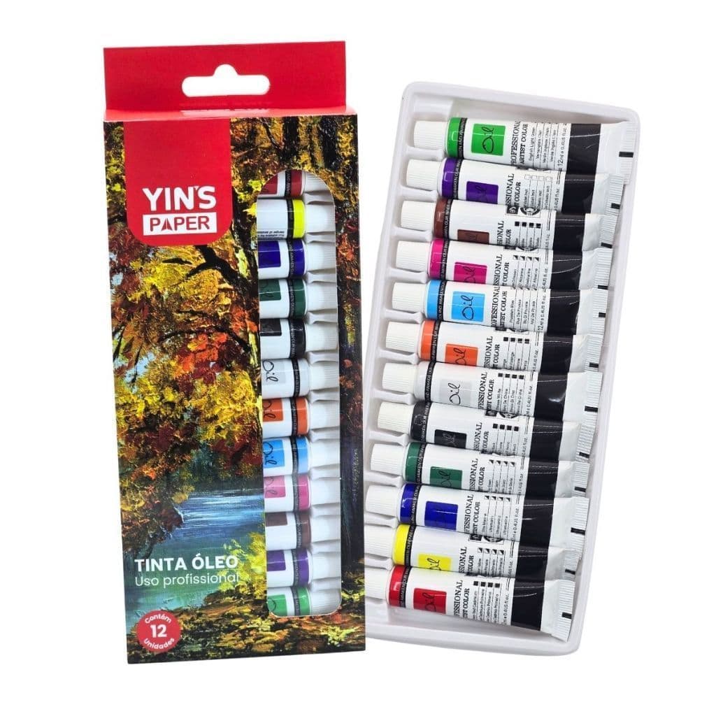Kit Tinta a Óleo 12 Cores Bisnaga Profissional Pintura Artística Tela e Artesanato