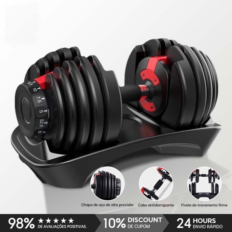 Halter Ajustável 24 kg Uma Unidade Dumbbell Peso Variável para Musculação, Academia e Treino Doméstico