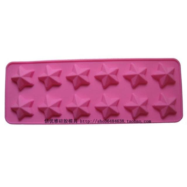 Molde de mistura de bolo de Silicone em forma de estrela de cinco pontas com estrela fofa de 12 buracos Molde de Chocola