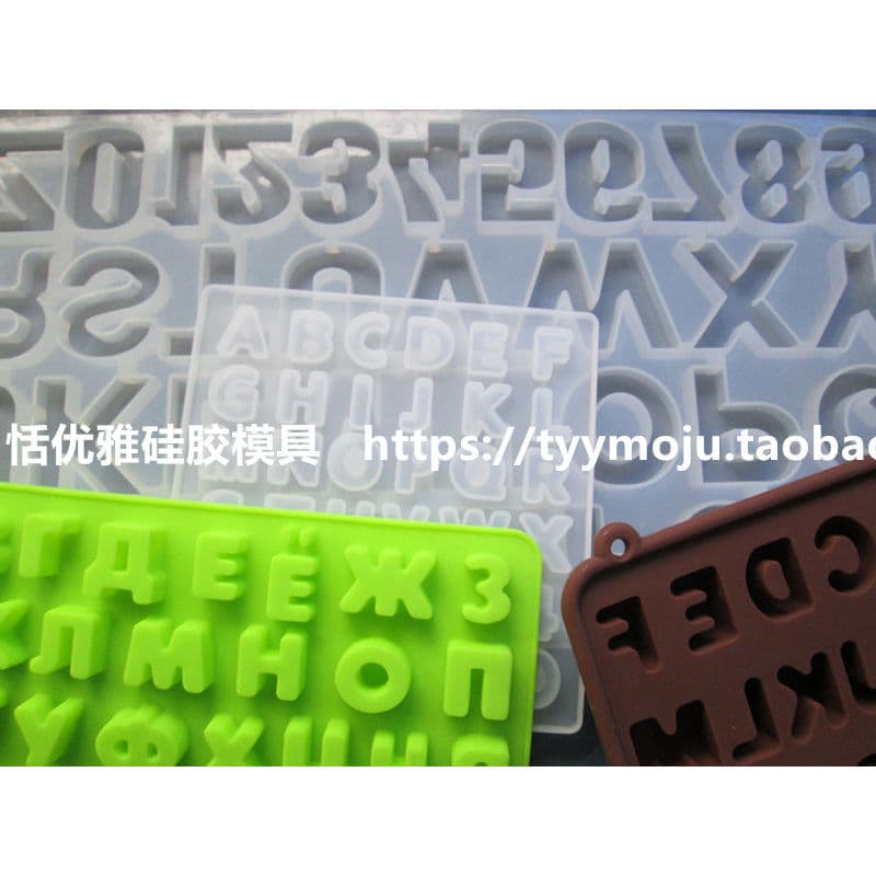 4CM número + carta molde de Silicone decoração de Chocolate pudim cubo de gelo epóxi gesso forno uso resistente a altas
