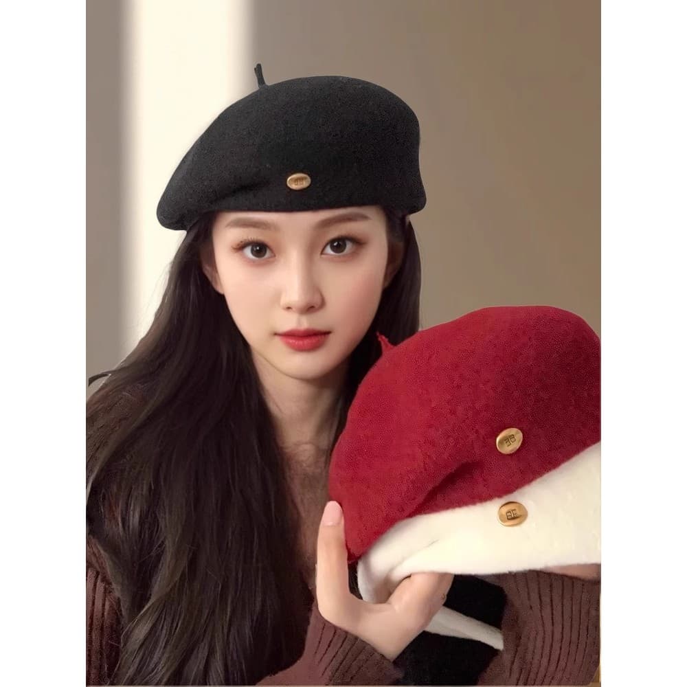 Boina retrô francesa feminina 2026 primavera outono novo estilo boina de lã chapéu versão coreana Design modelador chapé