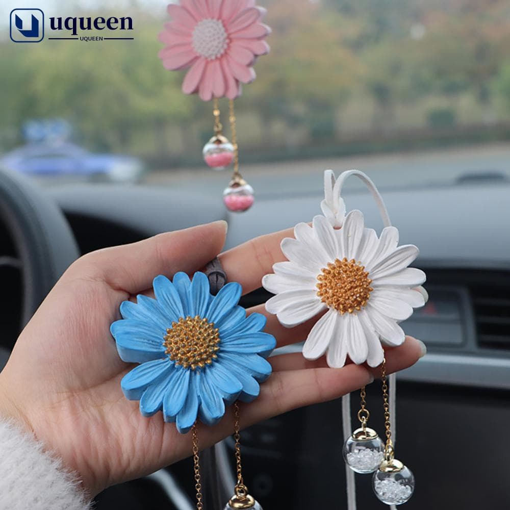 Acessórios de decoração interior para carro, ornamento pendurado no espelho retrovisor com aroma de margarida, pequeno a